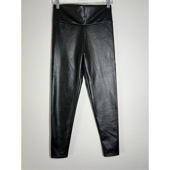 Faux Leather Black Shiny Leggings Size M - Picture 1 of 10
